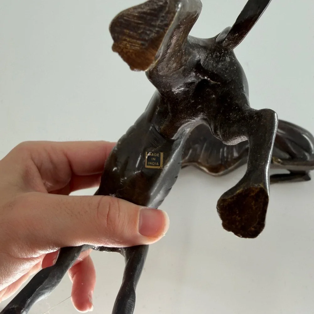 Vintage Brass Greyhound Whippet Dog Figurines Set of 2 Bronze Finish India